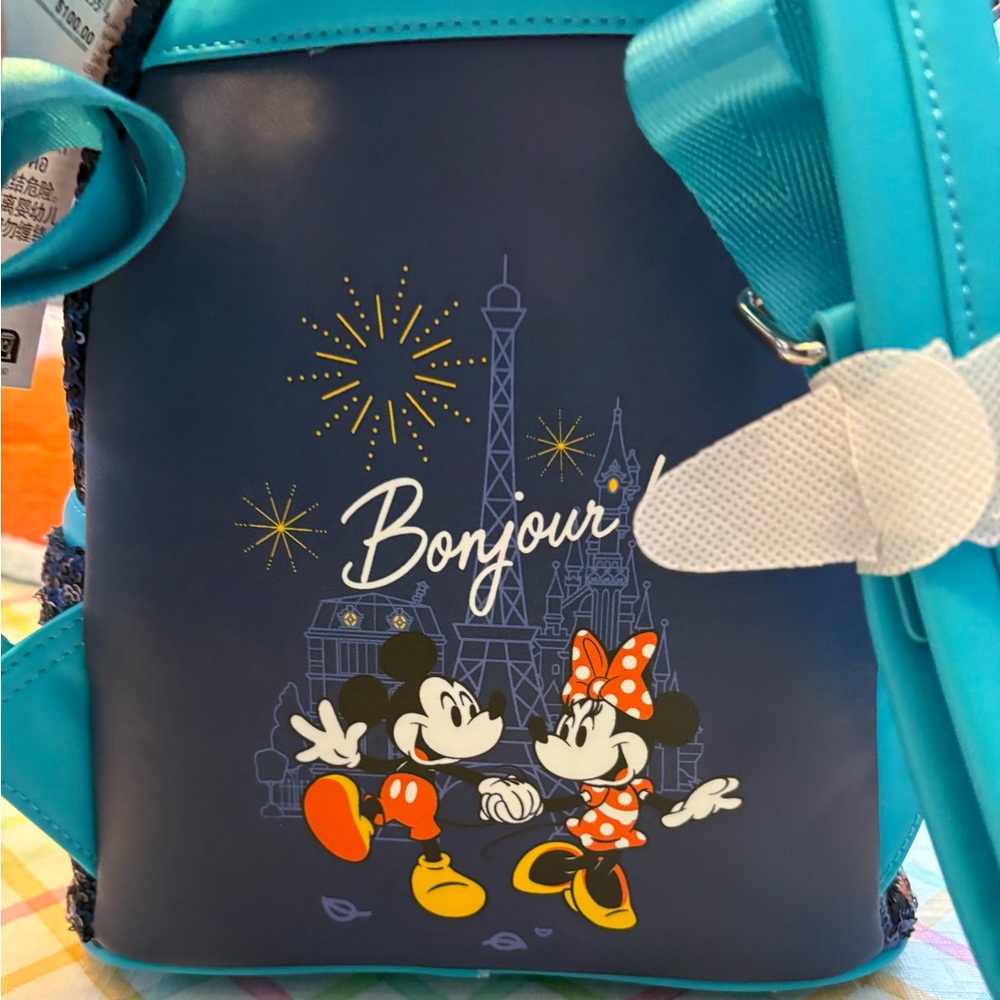 Disneyland Paris Loungefly Backpack- Blue And Gold NWT - Picture 2 of 4